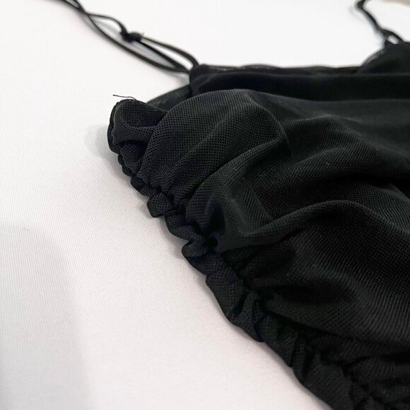 NWT MESHKI SARAH BLACK MESH SEMI-SHEER MINI DRESS - S - Picture 8 of 9